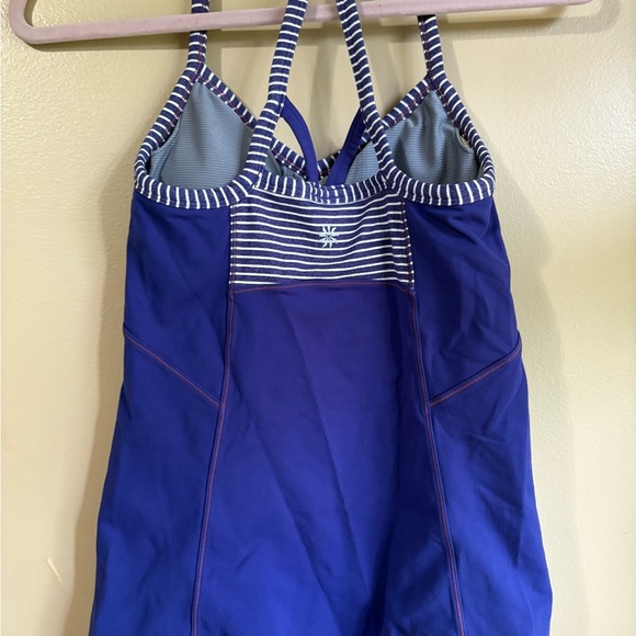 Athleta Blue and White Striped Halter Top - Picture 2 of 3